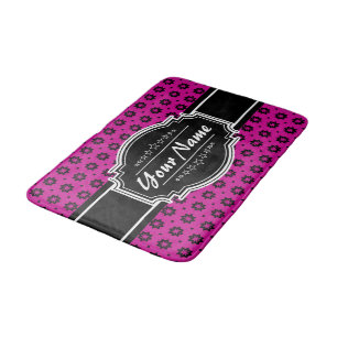 Hot Pink en Black Floral Tegel op maat Badmat