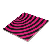 Hot Pink en Black Swirly Stipes Tegeltje (Zijkant)