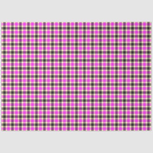 Hot Pink en Black Tartan Pset Tissuepapier (Voorkant)