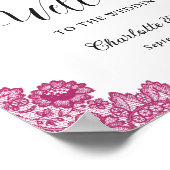 Hot Pink en Black Wedding Welkom Teken Poster (Hoek)