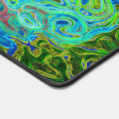 Hot Pink en Blue Groovy Abstract Retro Swirl Bureaumat (Hoek)