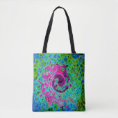 Hot Pink en Blue Groovy Abstract Retro Swirl Draagtas (Voorkant)