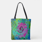 Hot Pink en Blue Groovy Abstract Retro Swirl Draagtas (Achterkant)