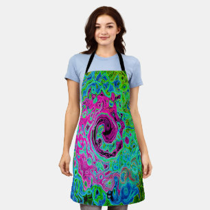Hot Pink en Blue Groovy Abstract Retro Swirl Schort