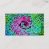 Hot Pink en Blue Groovy Abstract Retro Swirl Visitekaartje (Voorkant)