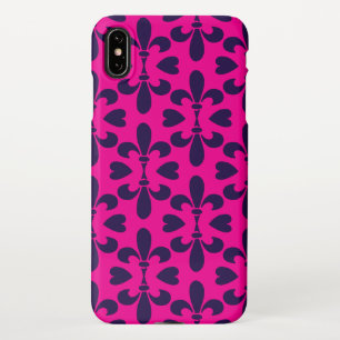 Hot Pink en Blue  Lily Pattern iPhone XS Max Hoesje