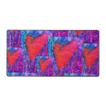 Hot Pink en Blue Multiple Hearts Desk Mat