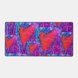 Hot Pink en Blue Multiple Hearts Desk Mat