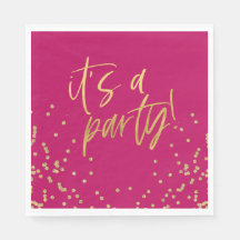 Hot Pink en Gold Confetti Party