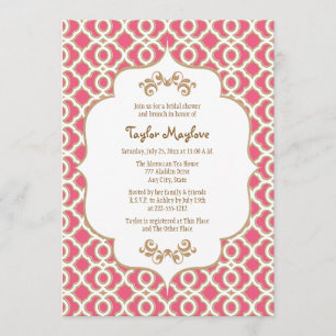 Hot Pink en Gold Moroccan Vrijgezellenfeest nodigt Kaart