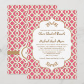 Hot PInk en Gold Moroccan Wedding Invitations Kaart (Voorkant / Achterkant)