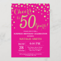 Hot Pink en Gold Surprise 50th Birthday Diamond