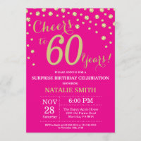 Hot Pink en Gold Surprise 60th Birthday Diamond