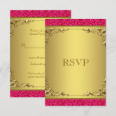 Hot Pink en Gold Wedding RSVP (Voorkant / Achterkant)