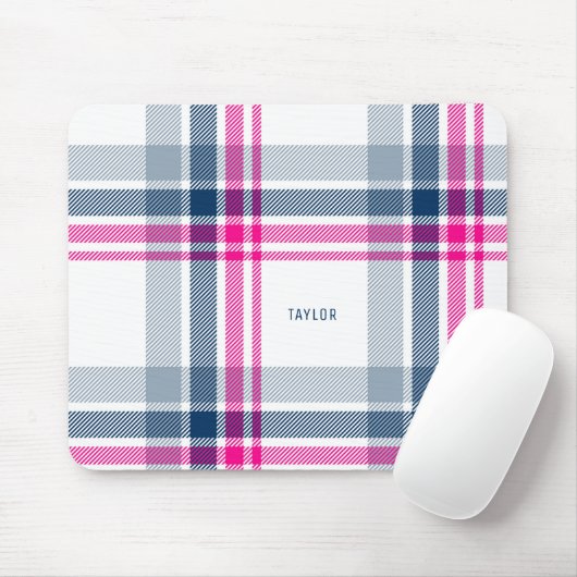 Hot Pink en Navy Blue Pset Pattern, speciaal geper Muismat (Met muis)