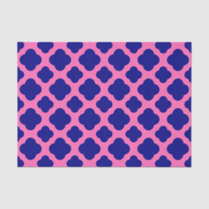 Hot Pink en Navy Blue Quatrefoil Pattern Tissuepapier