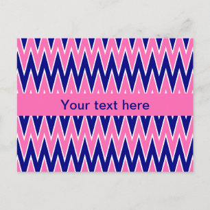 Hot Pink en Navy Blue Zigzag Pattern Briefkaart