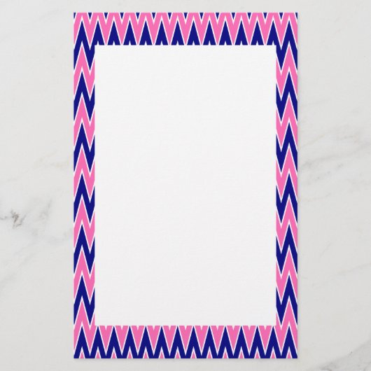 Hot Pink en Navy Blue Zigzag Pattern Briefpapier (Voorkant)