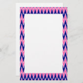 Hot Pink en Navy Blue Zigzag Pattern Briefpapier (Voorkant / Achterkant)