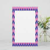Hot Pink en Navy Blue Zigzag Pattern Briefpapier (Staand voorkant)
