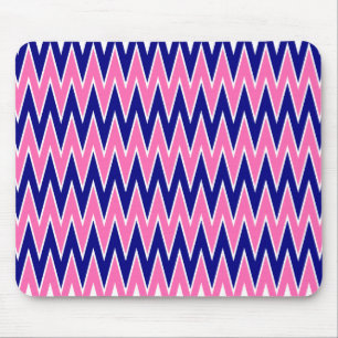 Hot Pink en Navy Blue Zigzag Pattern Muismat