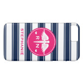 HOT PINK EN NAVY STRIPE CADUCEUS NURSE RN Case-Mate iPhone CASE (Achterkant (Horizontaal))