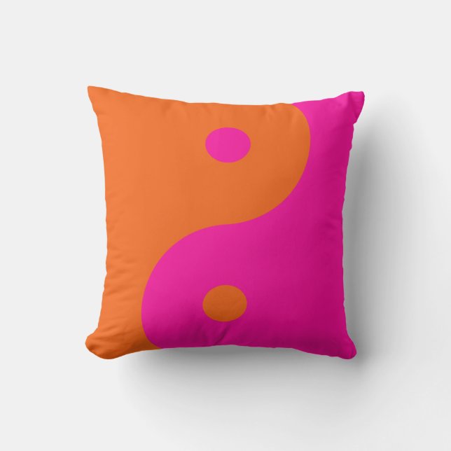 Hot Pink en Oranje Yin Yang Sierkussen (Voorkant)