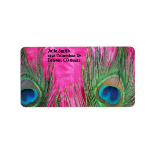 Hot Pink en Peacock Feathers Etiket