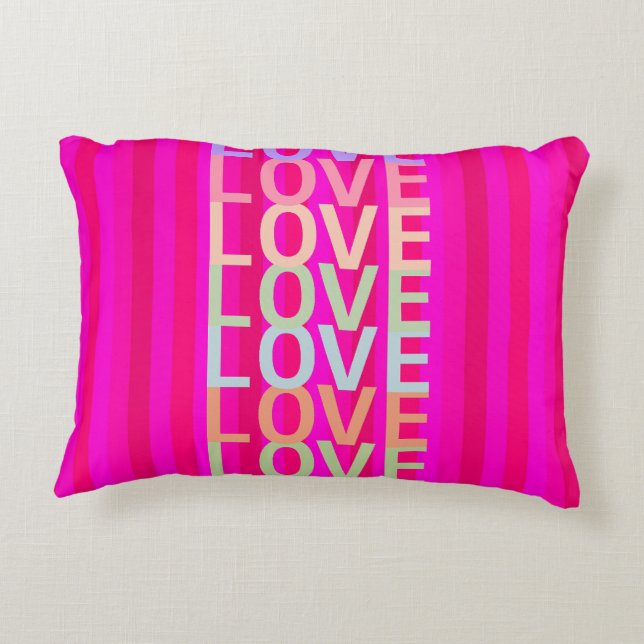 Hot Pink en Red "LOVE" Accent Kussen (Achterkant)