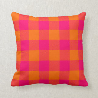 Hot Pink en Tangerine Oranje buffelplaat Kussen
