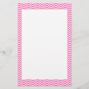 Hot Pink en White Chevron Pattern Briefpapier