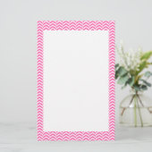 Hot Pink en White Chevron Pattern Briefpapier (Staand voorkant)