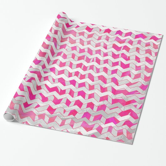 Hot Pink en White Chevron Zebra Cadeaupapier (Uitgerold)