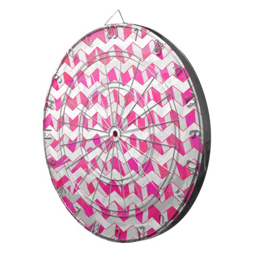 Hot Pink en White Chevron Zebra Dartbord (Voorkant Rechts)