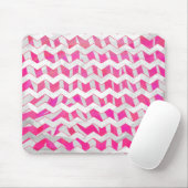 Hot Pink en White Chevron Zebra Muismat (Met muis)