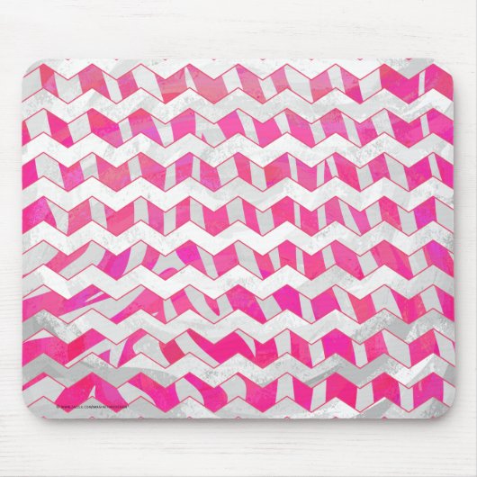 Hot Pink en White Chevron Zebra Muismat (Voorkant)