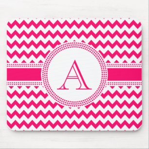 Hot Pink en White Chevron Zig Zag Pattern Muismat