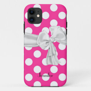 Hot Pink en White Polka Dot iPhone 5 Hoesje