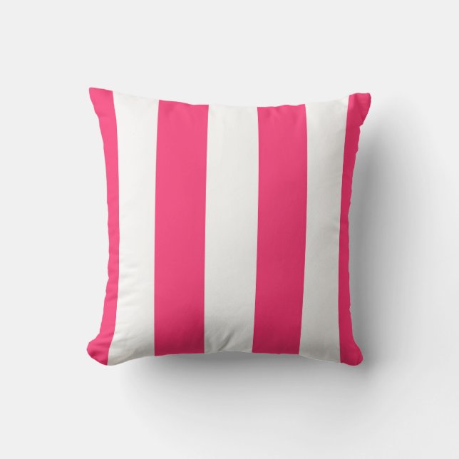 Hot Pink en White Striped Decorative Kussen (Voorkant)