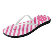Hot Pink en White Striped en Monogramed Teenslippers (Schuin)