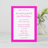 Hot Pink en White Wedding Kaart (Staand voorkant)