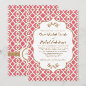 Hot PInk et Gold Marocain mariage Invitations (Devant / Derrière)