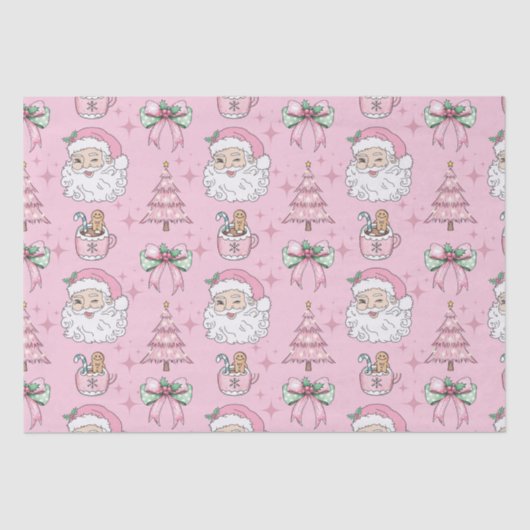 Hot Pink Father Christmas Bow Tissuepapier (Voorkant)