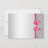 Hot Pink Faux Bow & Diamonds Blank Dank u Bedankkaart (Achterkant)