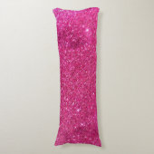 Hot Pink Faux Glitter Body Pillow Lichaamskussen (Voorkant Verticaal)