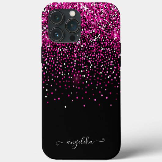Hot Pink Faux Glitter Bokeh Case-Mate iPhone Case (Achterkant)
