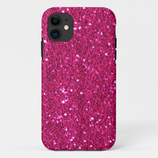 Hot Pink Faux Glitter Hoesje-Mate iPhone 5 Hoesje