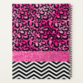 Hot Pink Faux Glitter Leopard Print Monogram Planner (Achterkant)