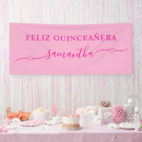 Hot Pink Feliz Quinceañera Heart Swash Naam
