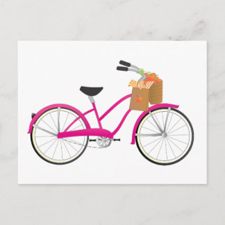 Hot-PInk-fiets met Sinaasappels Briefkaart